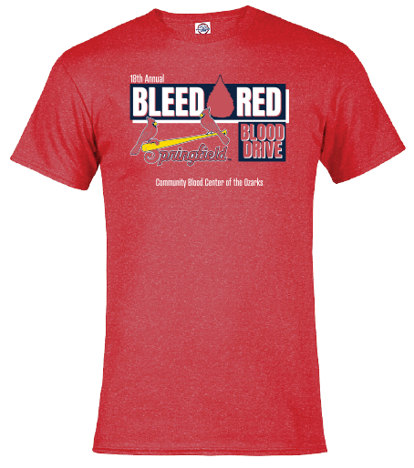 The T-shirt being offered to blood donors at the Bleed Red Blood Drive