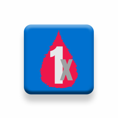 An icon with a blood drop and a 1x