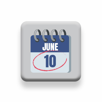 A calendar with June 10 circled