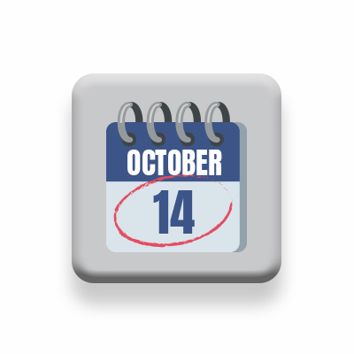 A calendar with October 14 circled