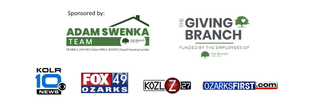 Sponsors of the 56-Day Challenge; KOLR10, Ozarks FOX, The Giving Branch and the Adam Swenka Team at Flat Branch Home Loans.