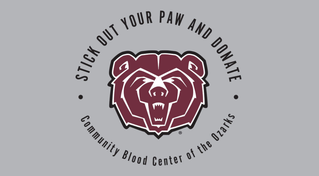 The design of the "Stick Out Your Paw And Donate" T-shirt that donors will receive at the Missouri State Blood Drive.