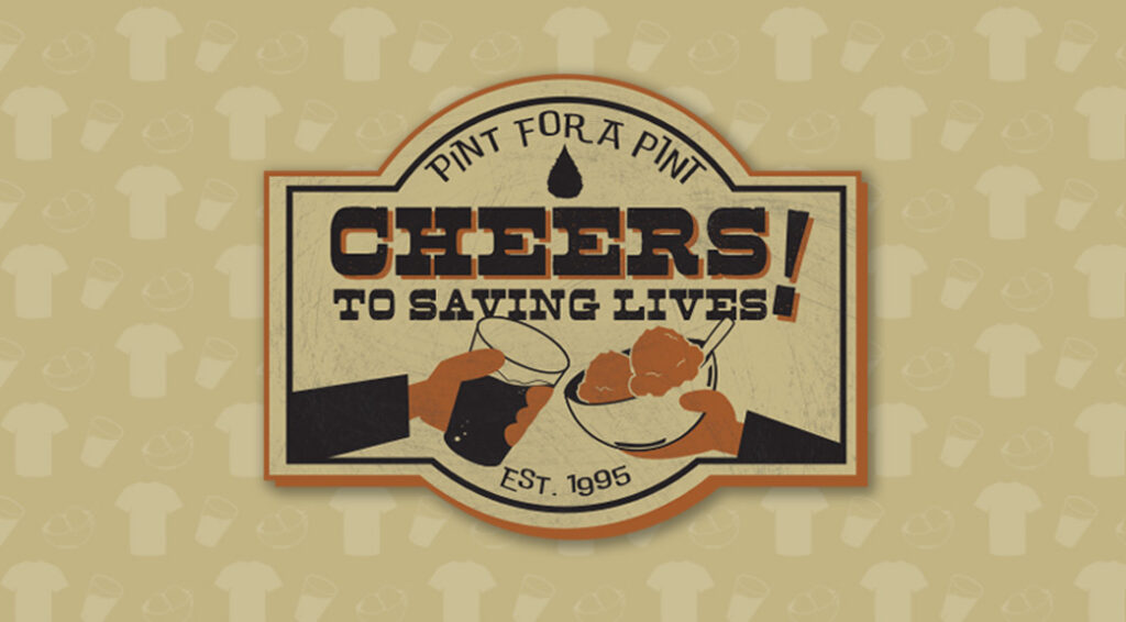 The logo for the 2023 Pint for a Pint event at CBCO donor centers.