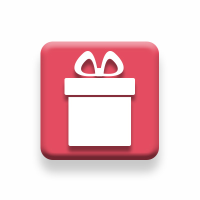 A red square with a sketch of a present