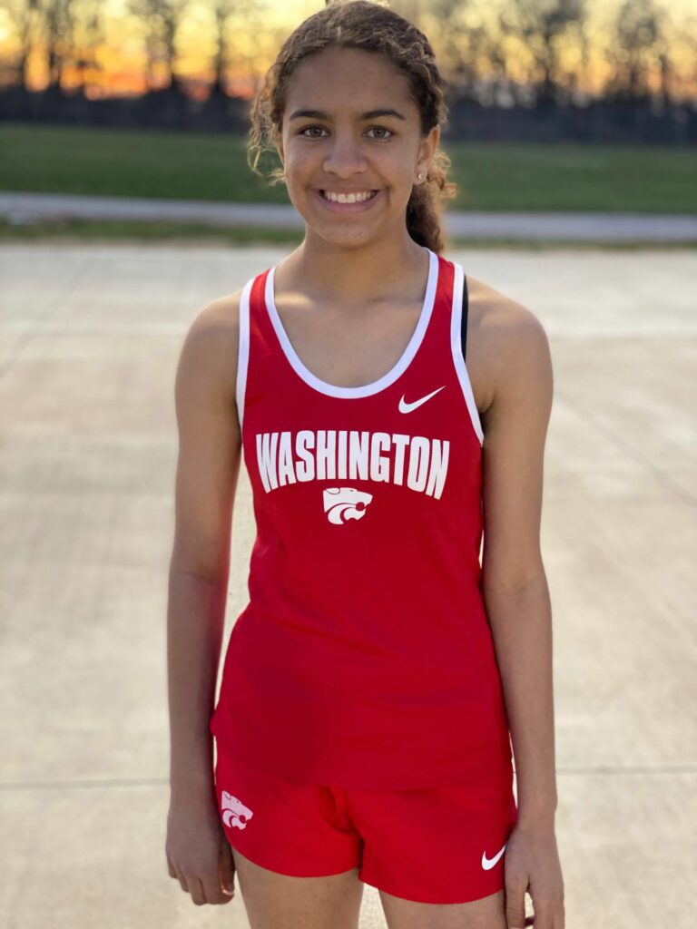 Kenzie Maddry poses for a photo in her middle school sports uniform in Spring 2020. Months later, she'd be sidelined due to a battle with osteosarcoma.