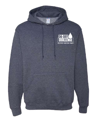 A photo of the 56-Day Challenge hoodie CBCO donors will receive when they give blood in January or February 2024.